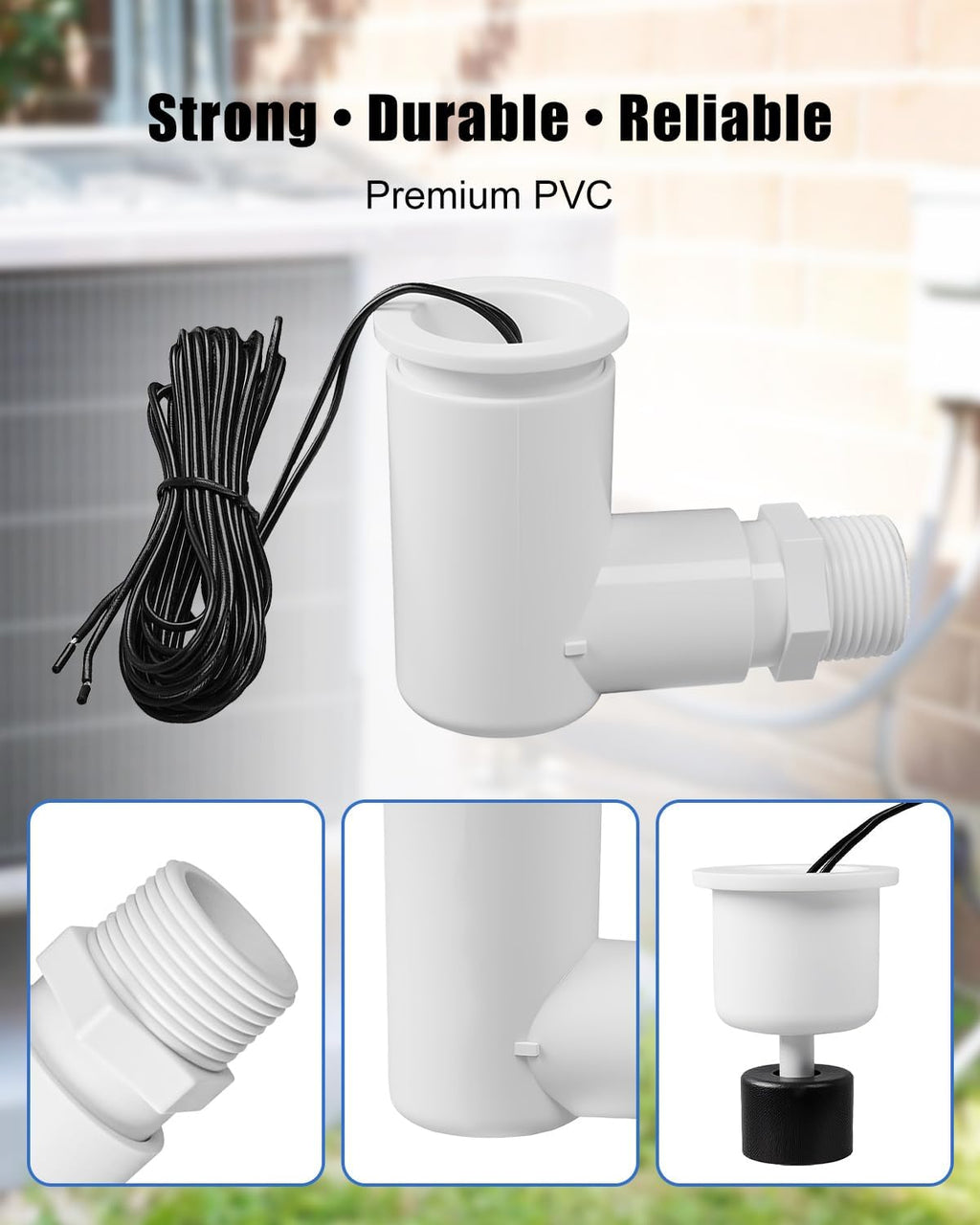 Float Switch Fit for HVAC Drain Pan for Overflow Protection Detection