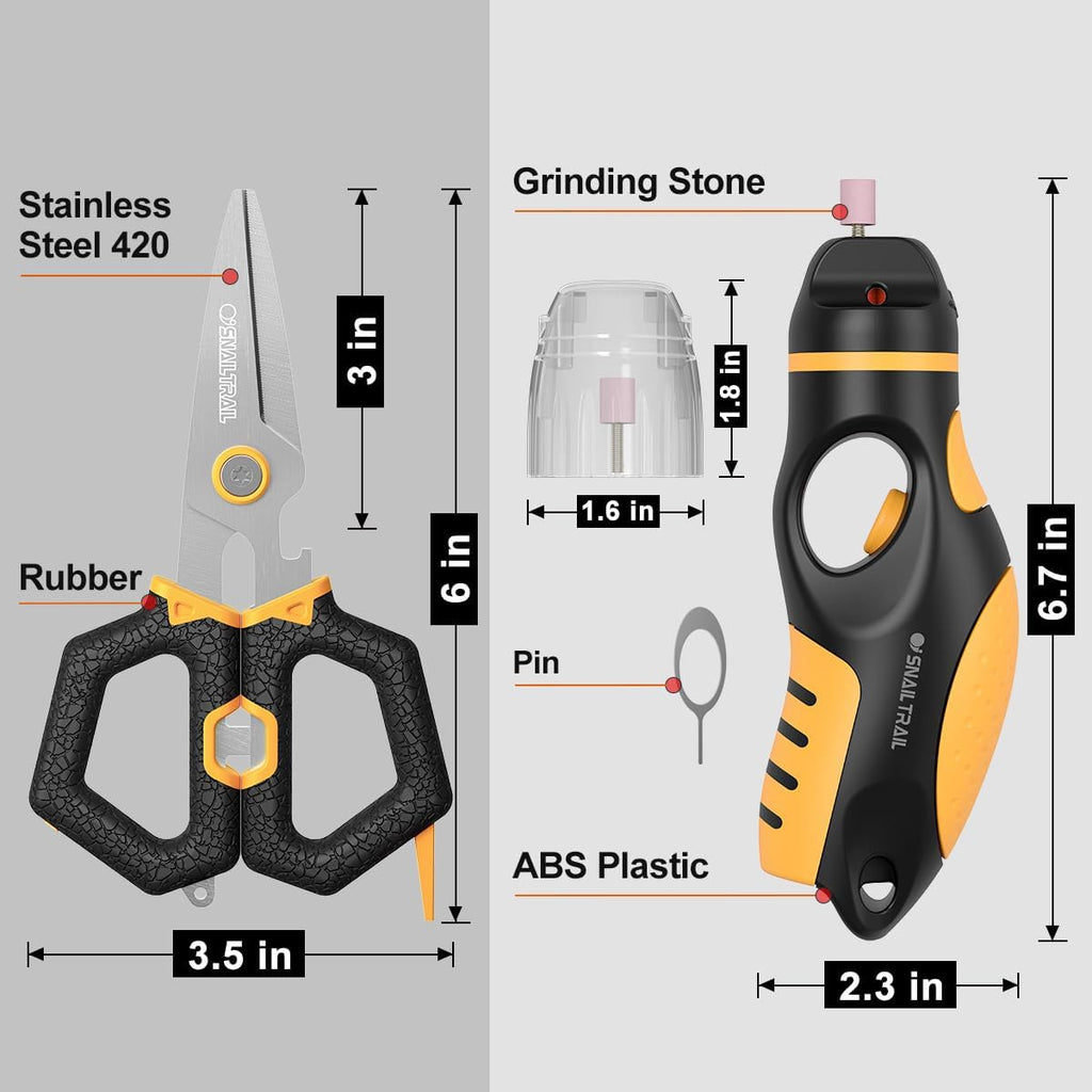Fishing Line Stripper & Scissors Kit, Electric Hook Sharpener | Portable Fish Braided Line Remover & Unwinding Tool
