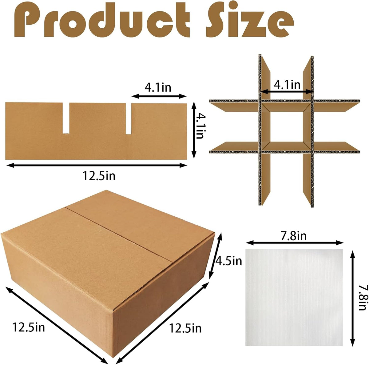 4 Sets Moving Boxes with Divider Kits, 12.5x12.5x4.5 Inches Glassware Dish Packing Boxes Includes 16 Corrugate