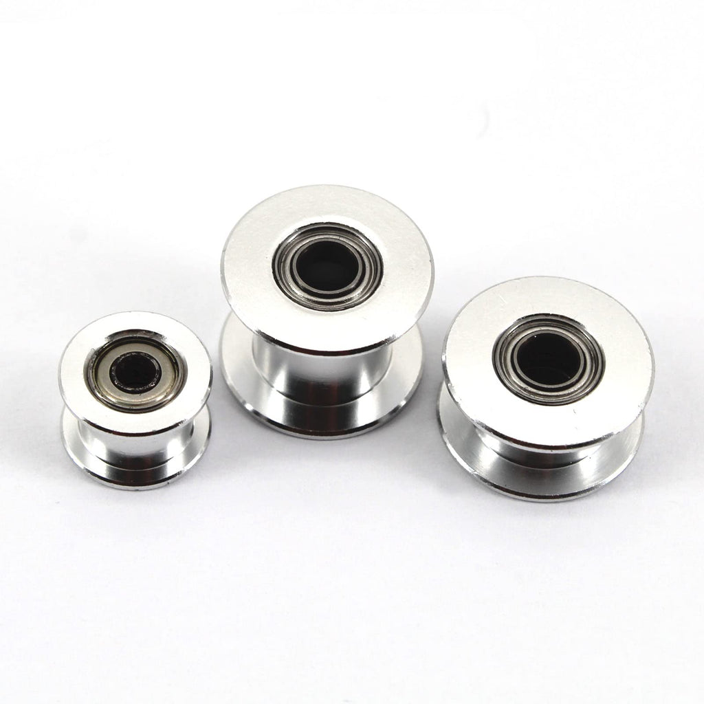 (Pack of 10)20 Teeth 5mm Bore 10mm Width Belt Silver Tone GT2 Idler Pulley Aluminum Alloy Toothless Timing Belt Pulley Wheel for 3D Printer Accessory