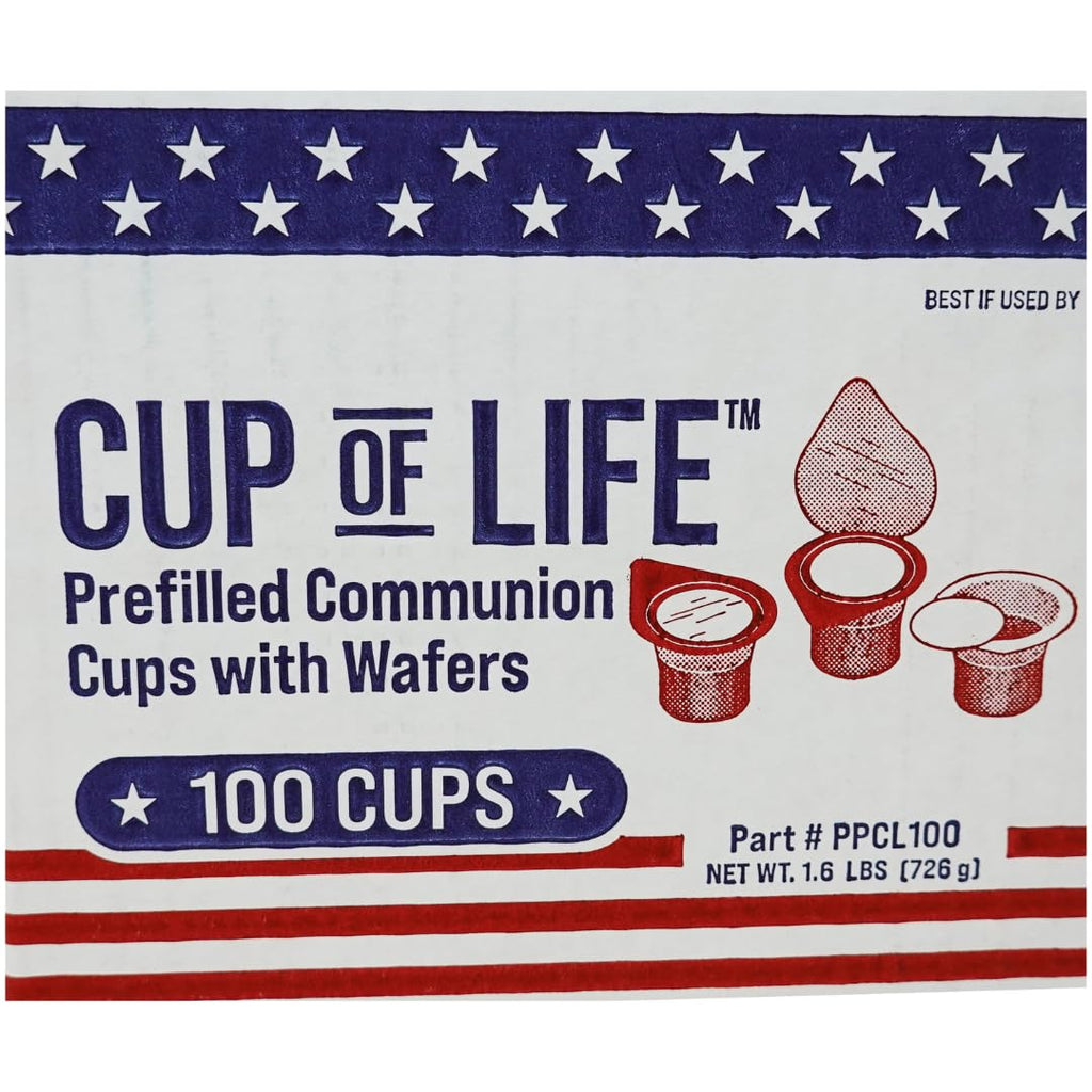 100 Prefilled Communion Cups with Premium Red Grape Juice and Wafers by Cup of Life – Fresh, Convenient, and Ready to