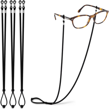 Extra Long Adjustable Glasses Strap for Reading Glasses, Black | Extra-long glasses holder string around neck;
