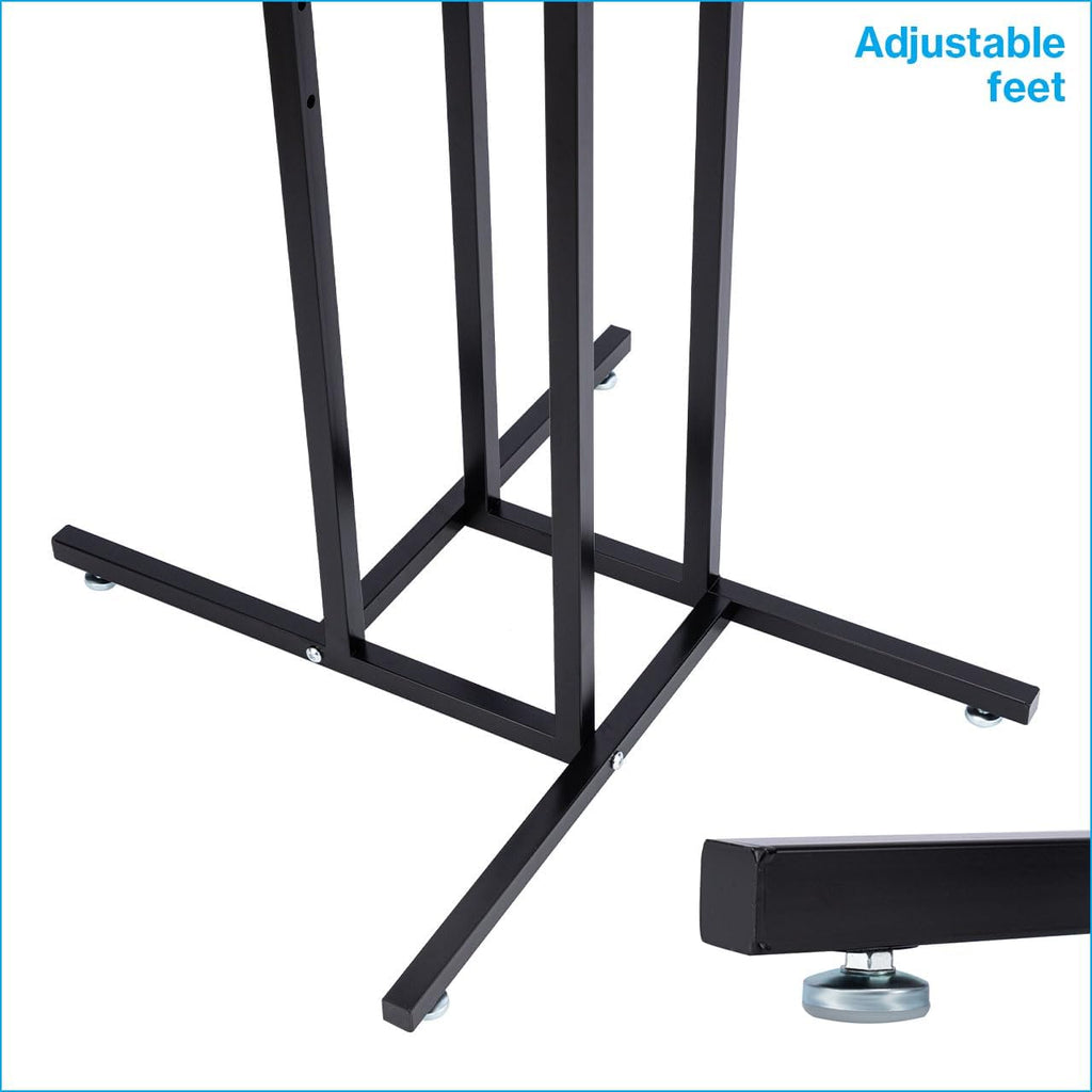 Black 4 Way Adjustable Clothing Rack with Slanted Arms - Retail Clothing Rack Display - Adjustable Height Arms from