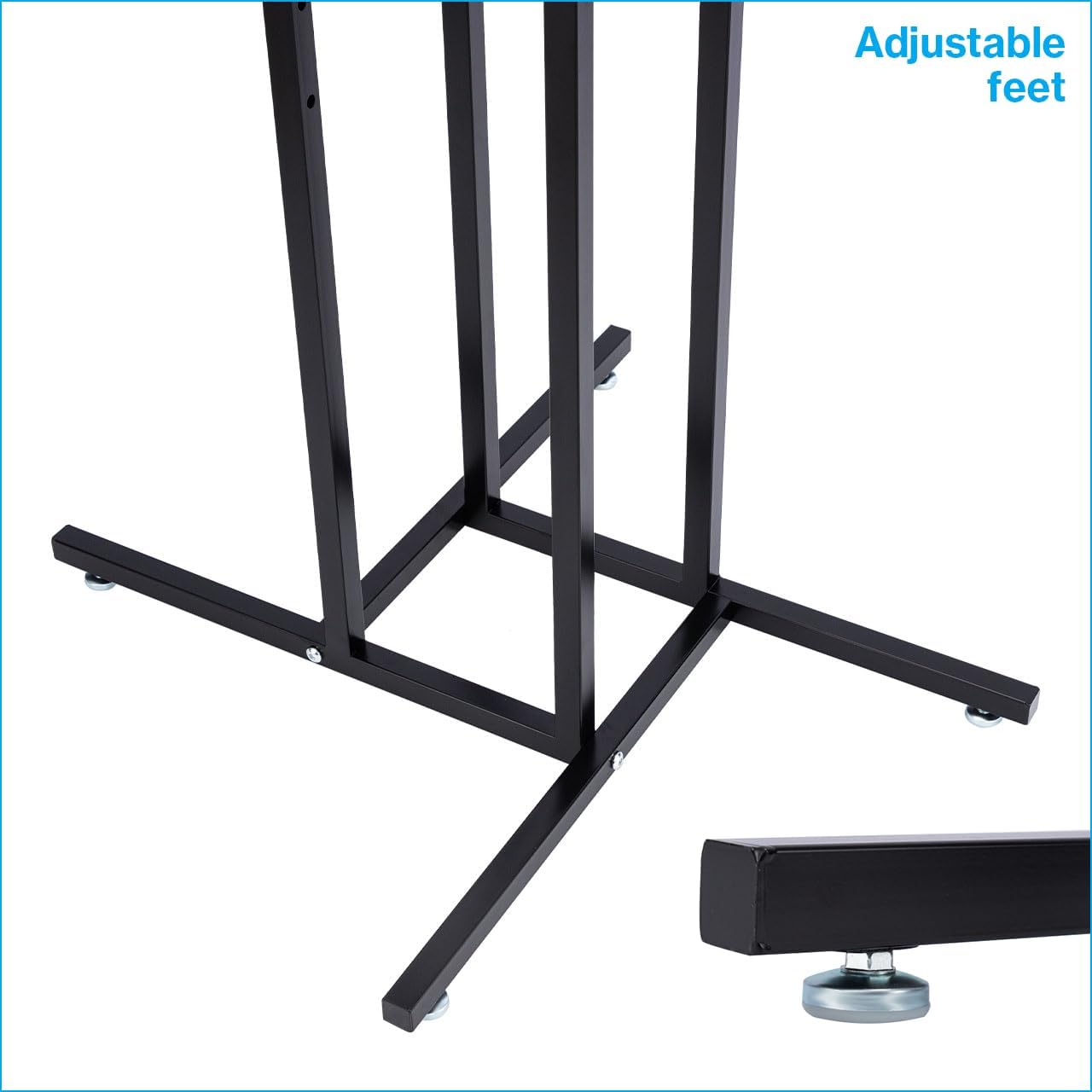 Black 4 Way Adjustable Clothing Rack with Slanted Arms - Retail Clothing Rack Display - Adjustable Height Arms from