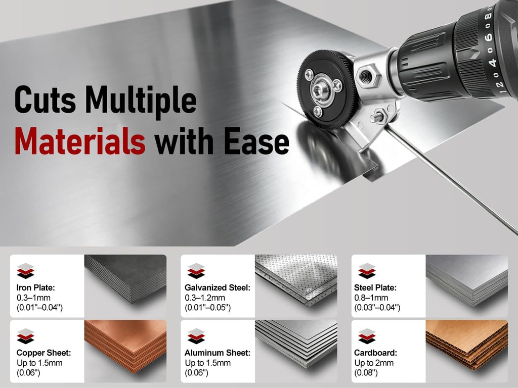 Sheet Metal Cutter for Electric Drill, Upgrade Fast Cutting Metal Shears Drill Nibbler, Smooth Precision Cutting Tool