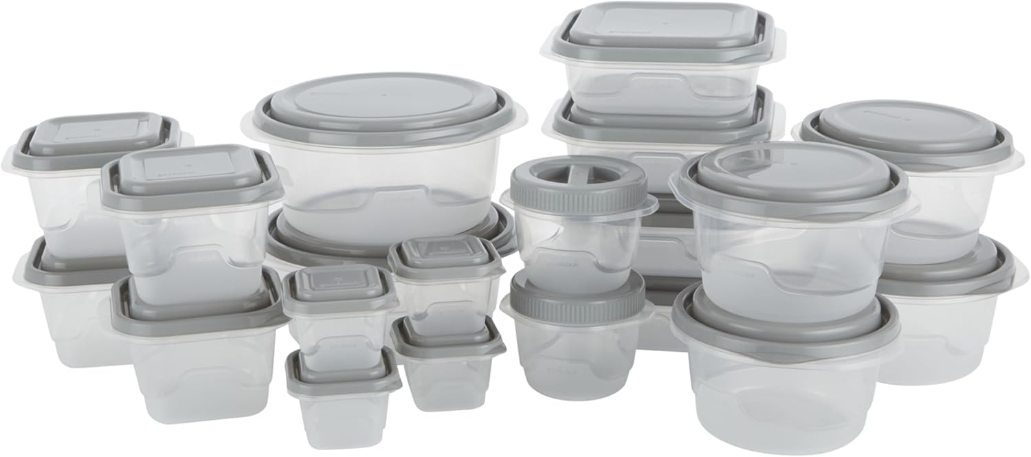 EveryWare 40-Piece Food Storage Container Set, BPA-Free Plastic, Click and Fresh Lids, Assorted Sizes with Integrated