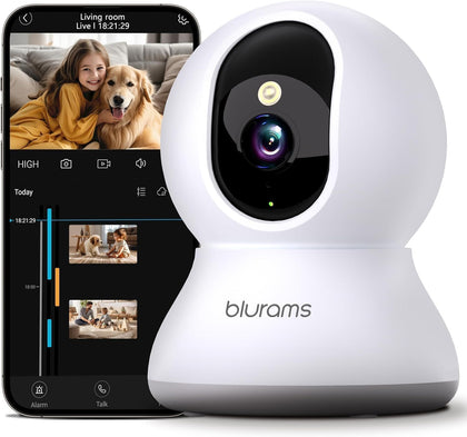 Security Camera 2K, blurams Baby Monitor Dog Camera 360-degree for Home Security w/Smart Motion Tracking, Phone App