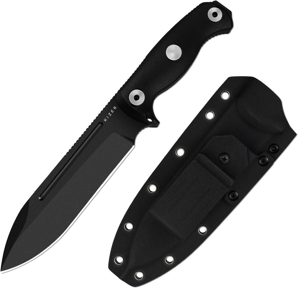 Drop Bear Fix 7 Fixed Blade Knife, 6.51" 1095 Blade, Hammer Pommel | Full Tang Hunting Survival Bushcraft Knife with