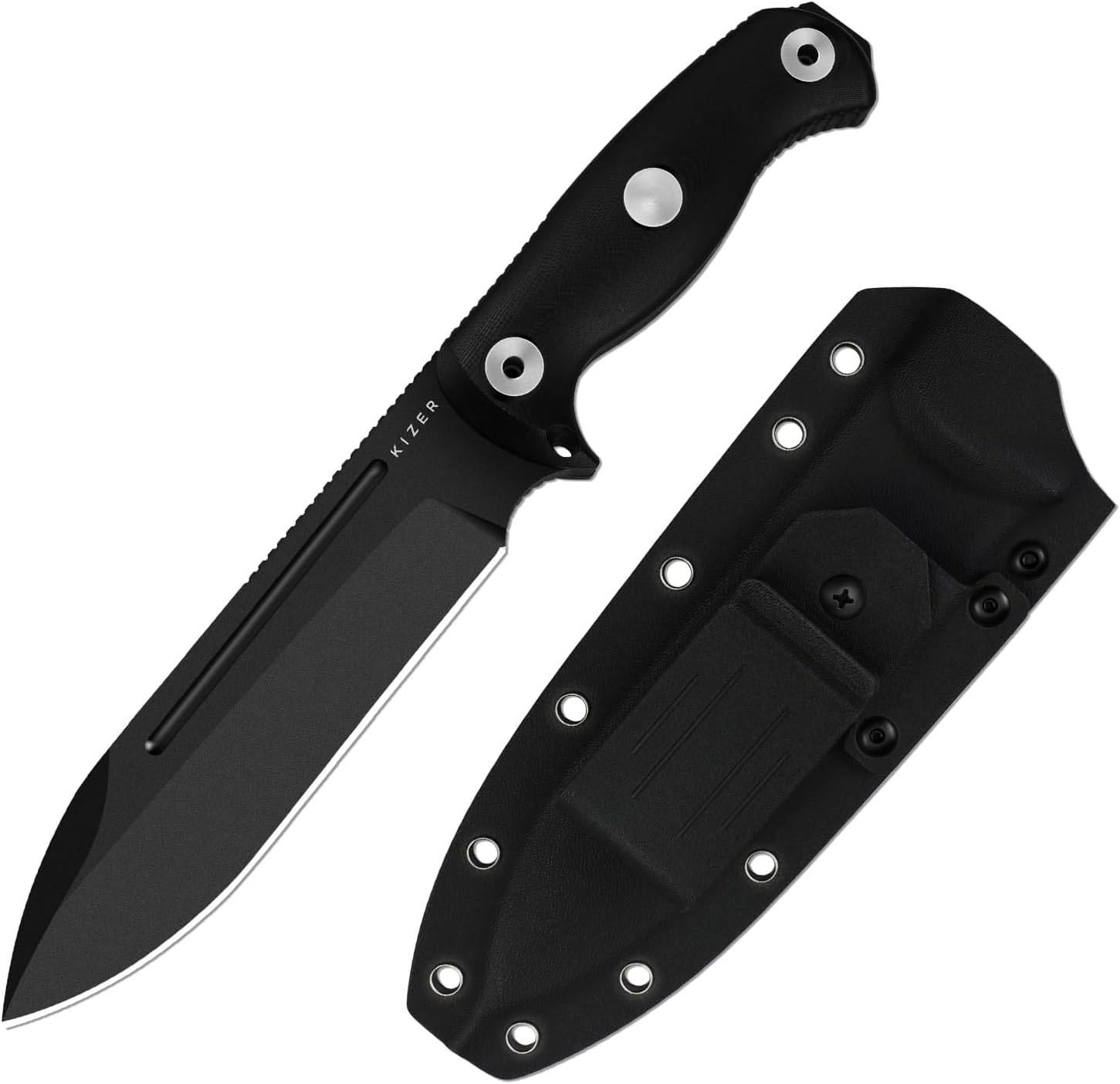 Drop Bear Fix 7 Fixed Blade Knife, 6.51" 1095 Blade, Hammer Pommel | Full Tang Hunting Survival Bushcraft Knife with