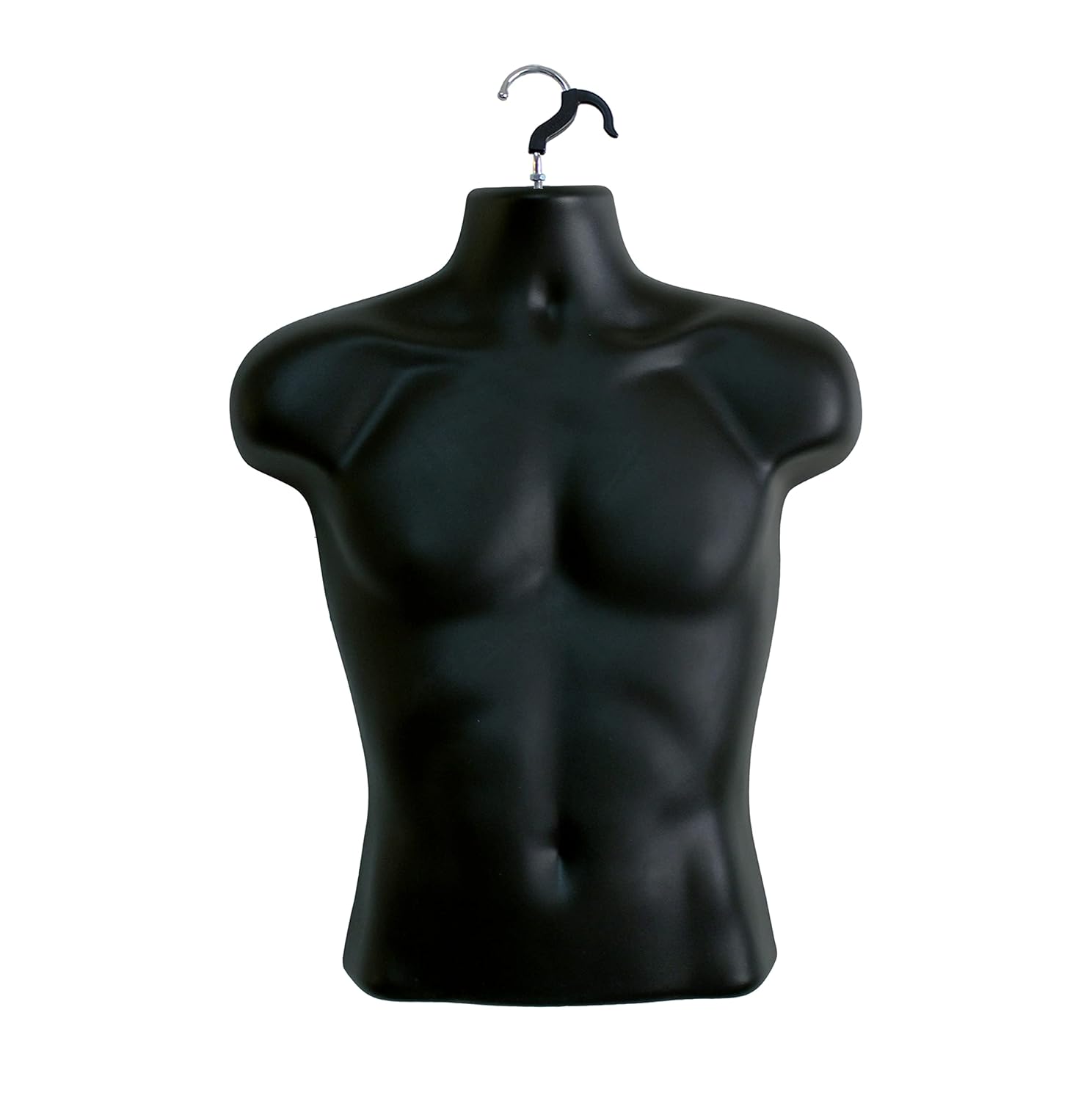 Male Mannequin Torso with Metal Stand, Black (Set of 2) | Hollow back body stackable dress form for t-shirt display
