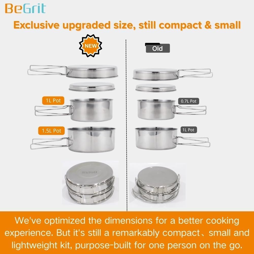 Backpacking Camping Cookware Mini Picnic Camping Cooking Mess Kit with Pot and Pan Set for Hiking