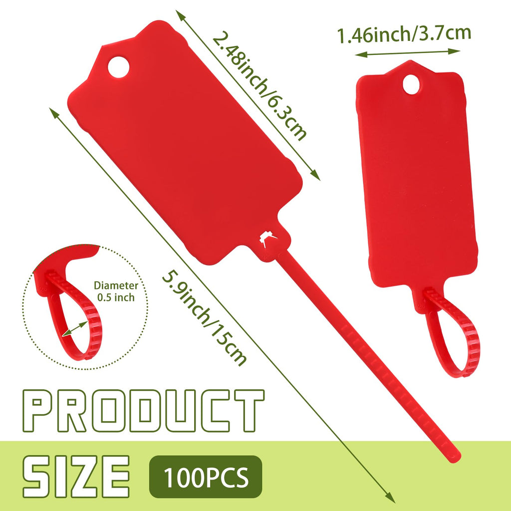 100 Pcs 1.46“ x 2.48” Plastic Shipping Tags, Red