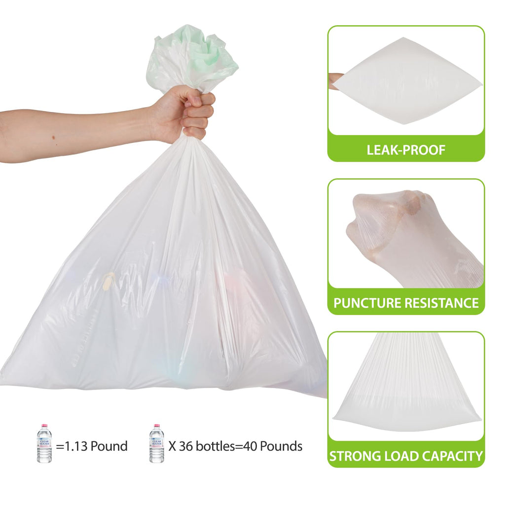 Large Trash Bag 13 Gallon Tall Drawstring 100% Post-Consumer Recycled Garbage Bag Waste Bag for Kitchen Office 0.8