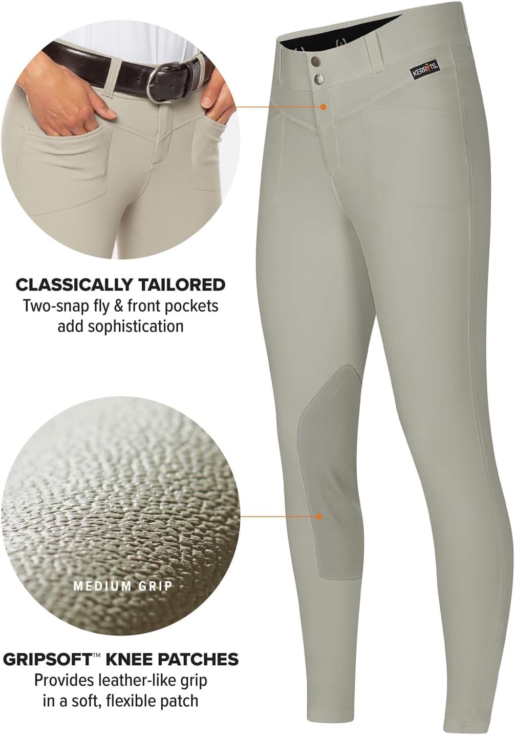 Women's Crossover II Knee Patch Riding Breeches – Lightweight, Durable, Year Round Horse Riding Pants with Pockets