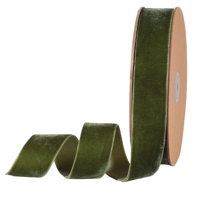 Moss Green Velvet Ribbon, 1" Wide for Wreaths & Bows