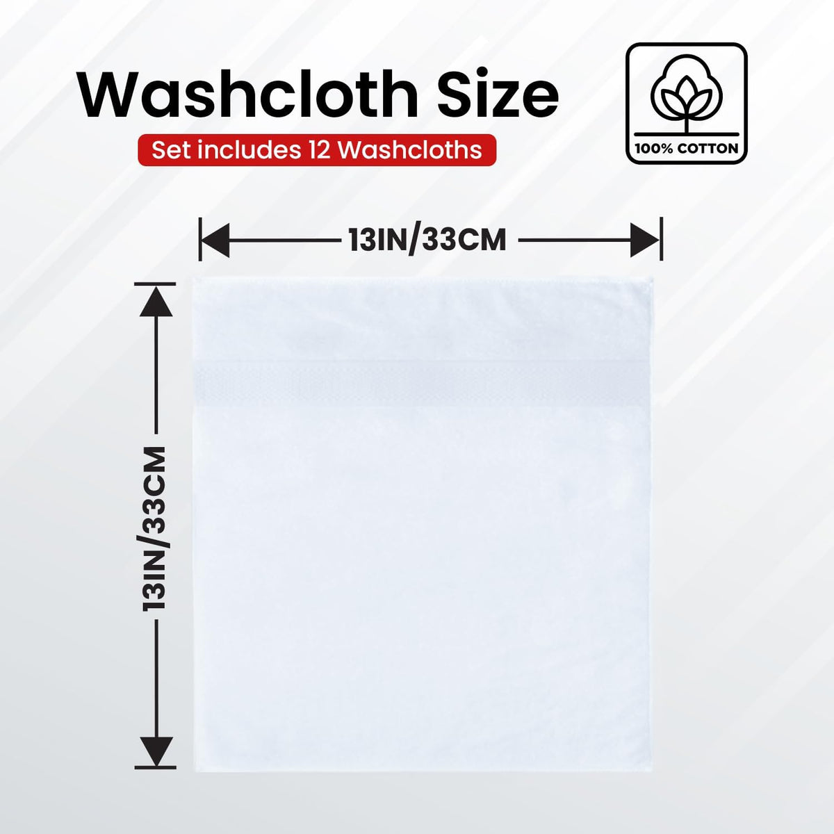 100% Cotton Luxury Wash Cloths for Showering - 12 Pack | Washcloths [13x13] - Soft and Absorbent Face Towels for