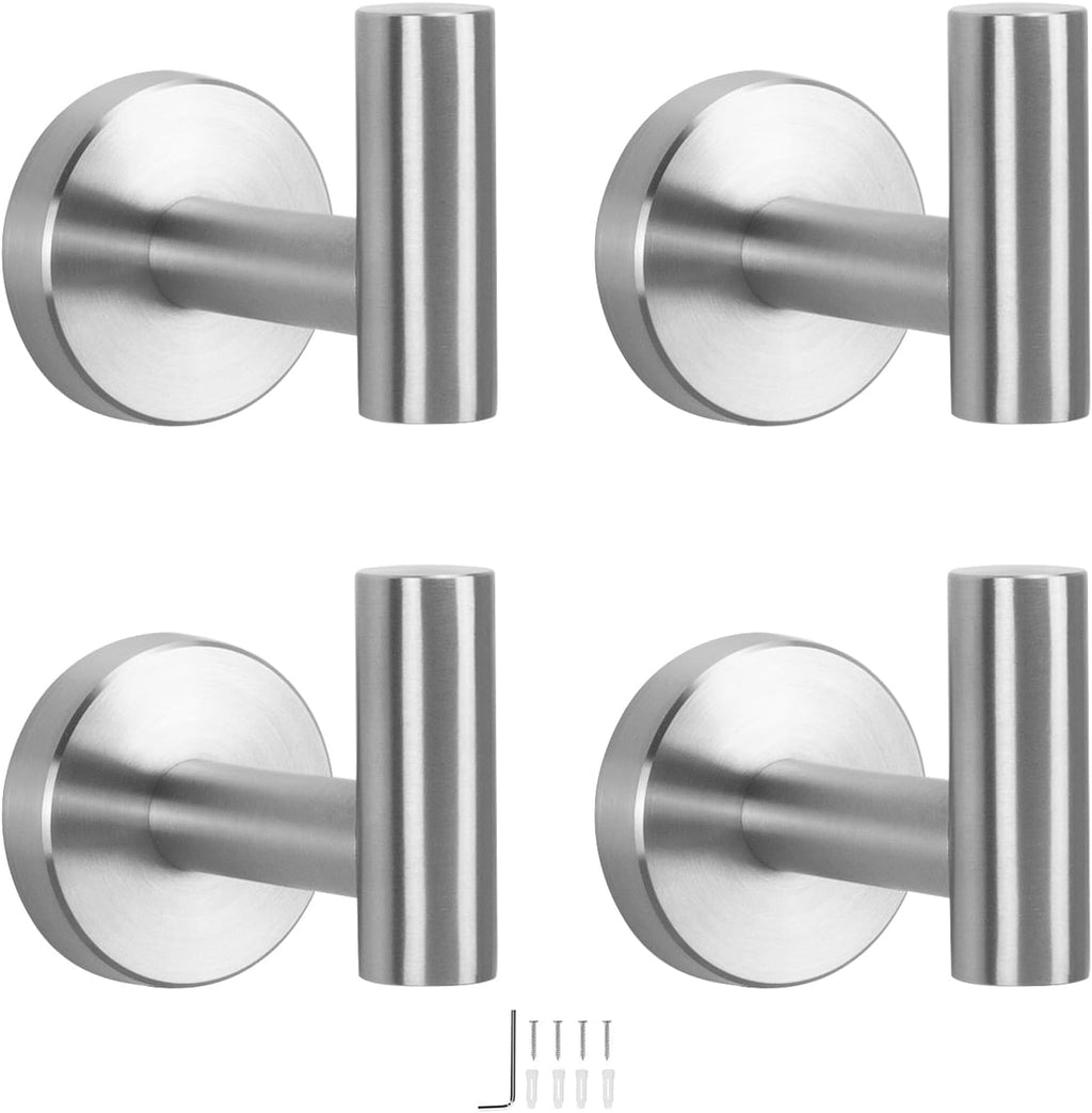 Bath Towel Hooks- SUS 304 Stainless Steel Robe Hook Holder, Heavy Duty Coat Hook for Bathroom Livingroom Hotel