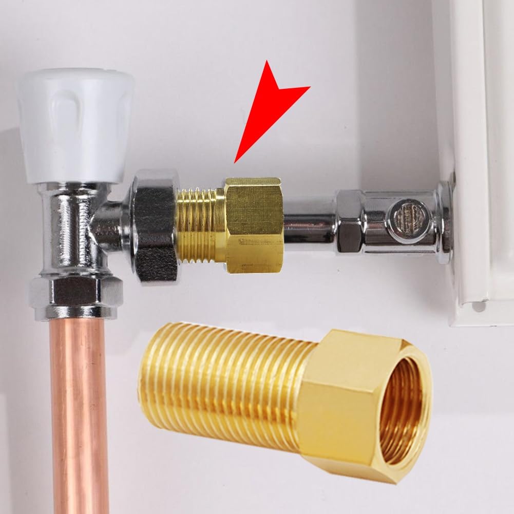Uenede 1/2 Inch Brass Hex Extension Pipe Fitting Kit, 4PCS