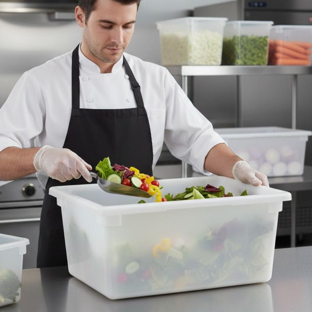 18" x 26" x 12" Polypropylene 17 Gallon Food Storage Box Container White Color- Commercial Food Storage Box Stackable