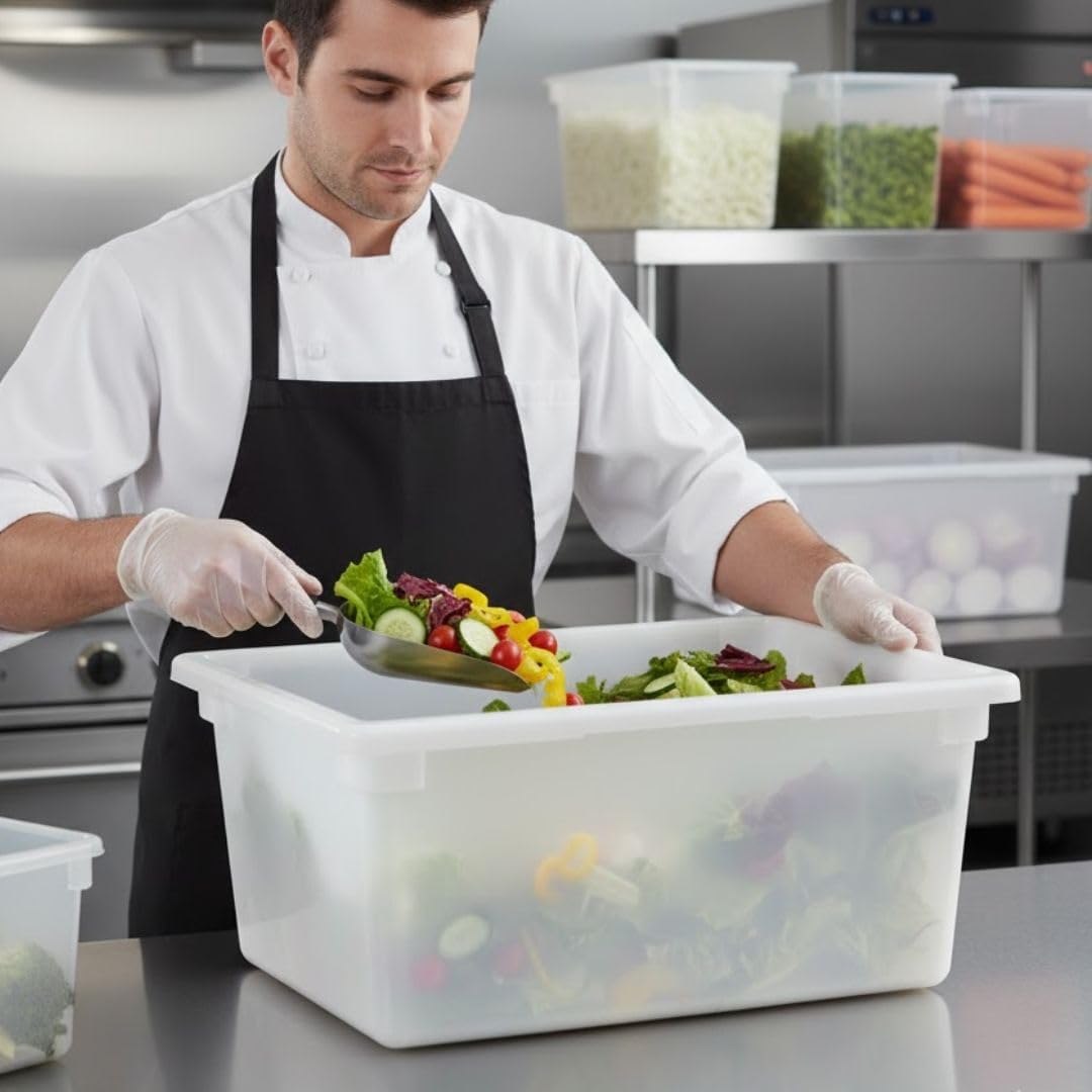 18" x 26" x 12" Polypropylene 17 Gallon Food Storage Box Container White Color- Commercial Food Storage Box Stackable