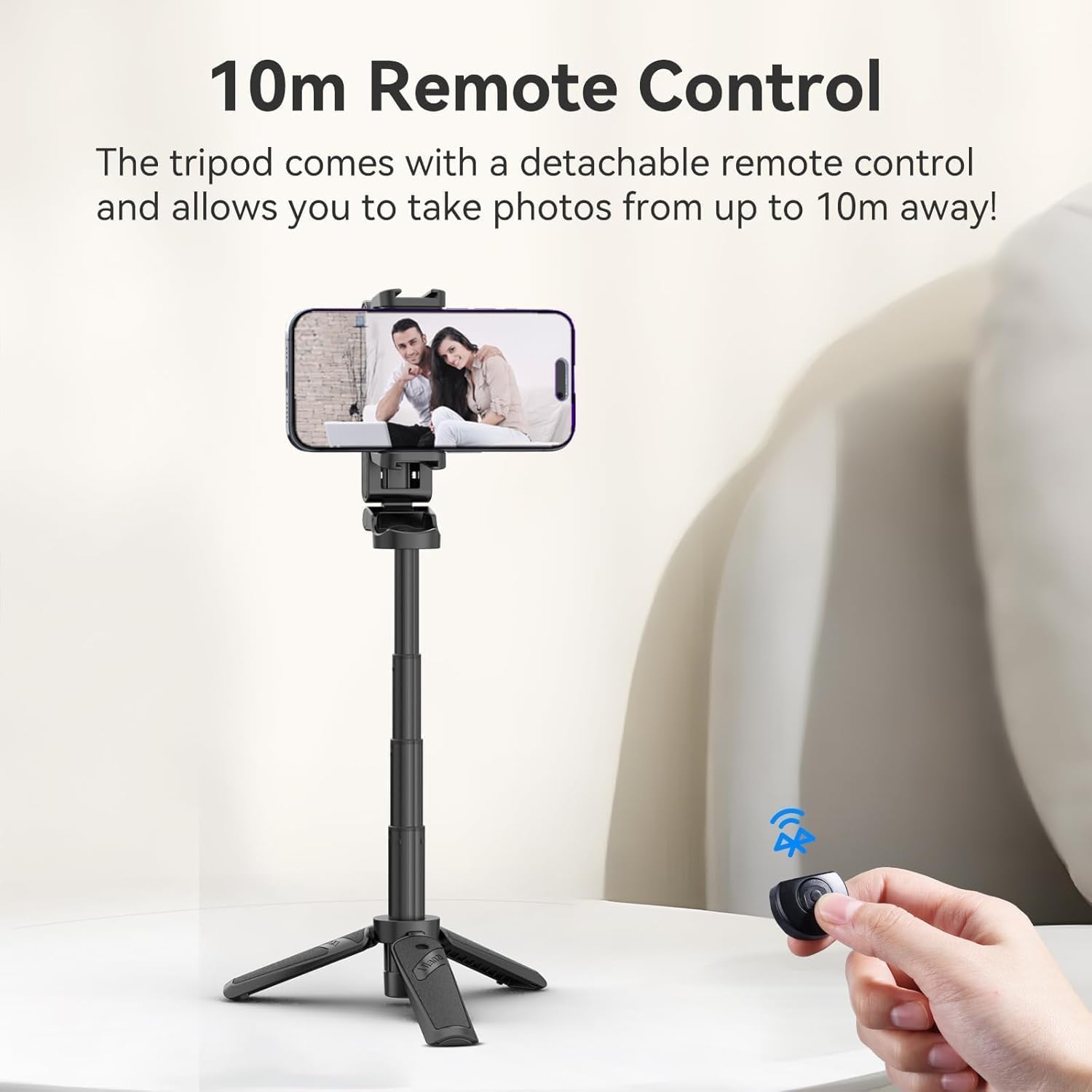 JJ02 Selfie Stick Tripod, Portable Pocket Size Phone Tripod Holder | 3-in-1 Mini Phone Grip, Detachable Remote, 2