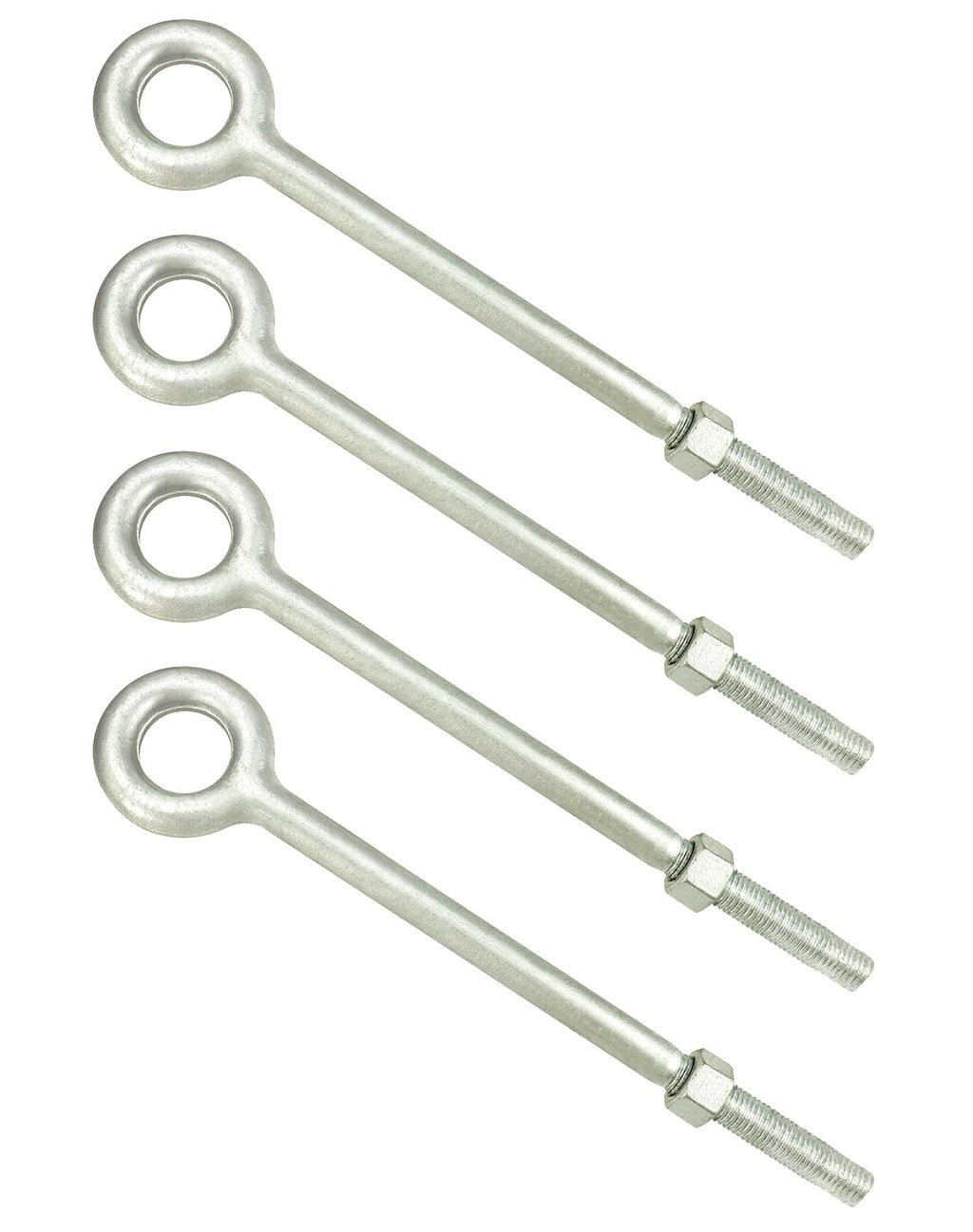 QWORK Eye Bolt with Nuts, 3/4'' x 12" Galvanized Eye Bolt, 4 Pack