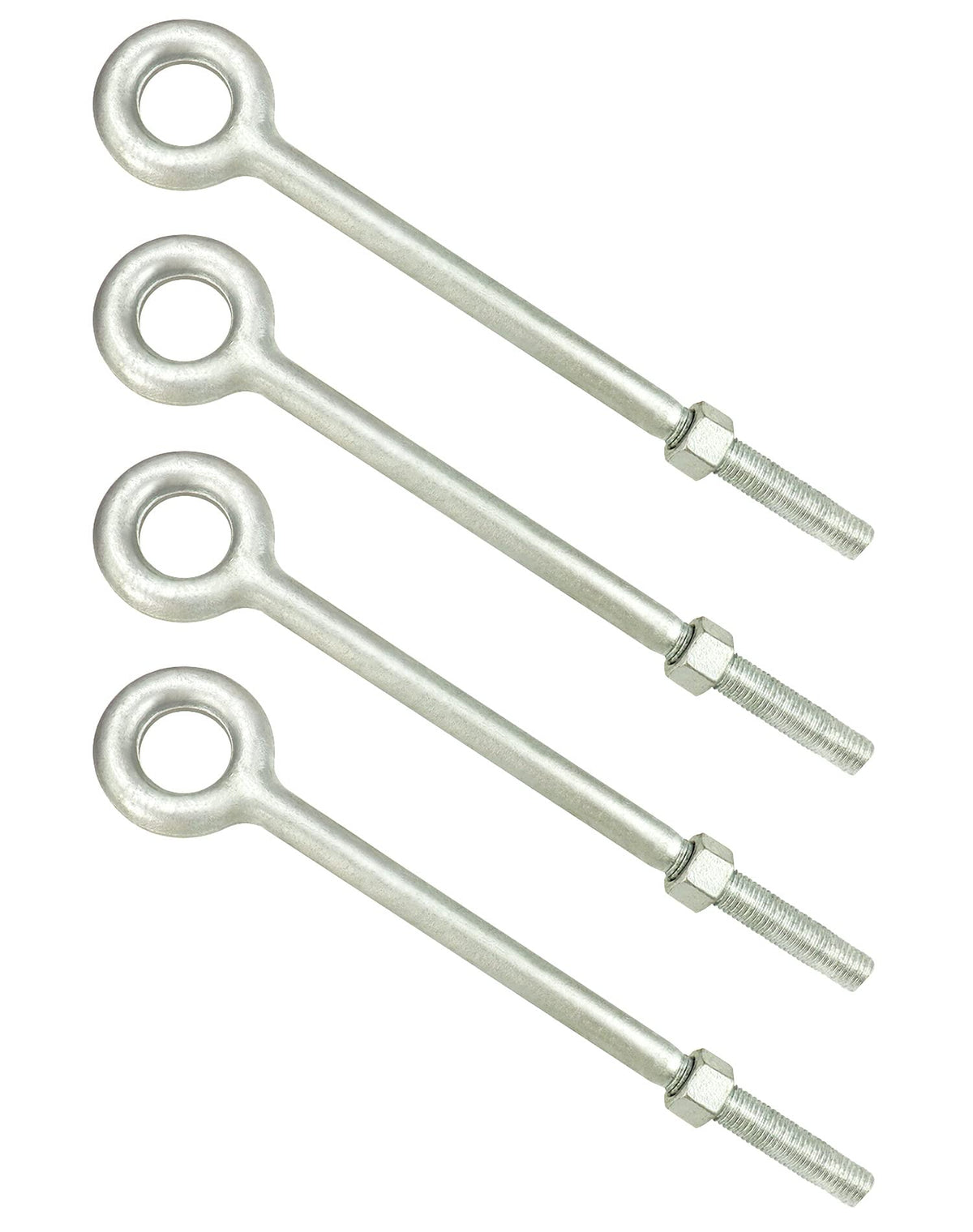 QWORK Eye Bolt with Nuts, 3/4'' x 12" Galvanized Eye Bolt, 4 Pack