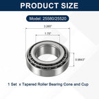 uxcell 25580/25520 Tapered Roller Bearing Cone and Cup Set, 1.75" Bore