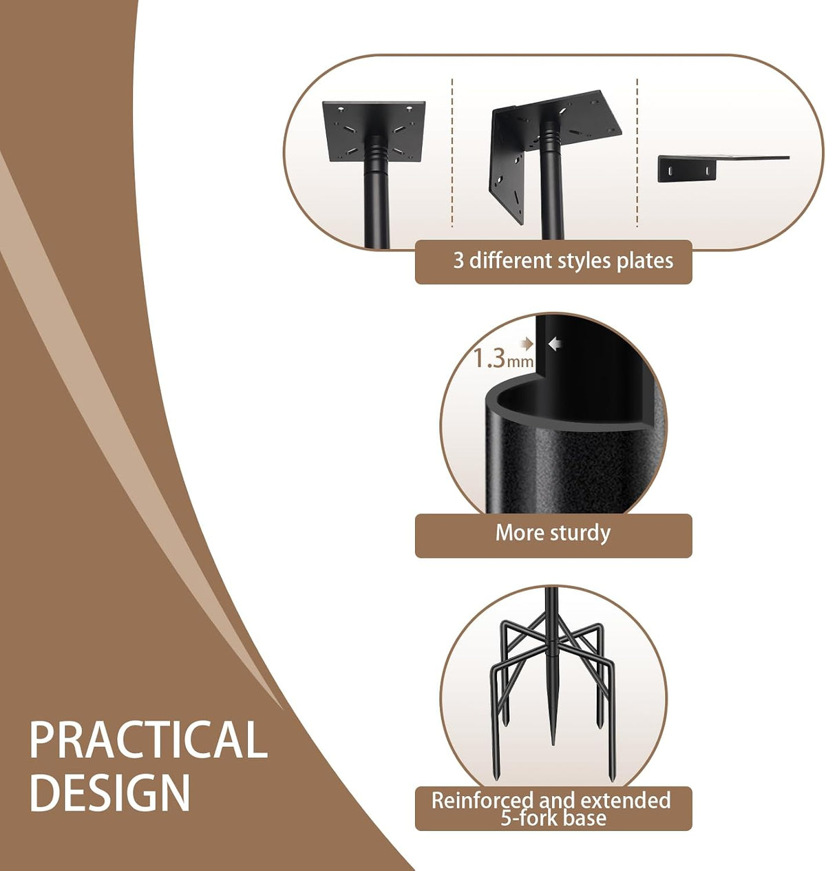 77" Heavy Duty Bird Feeder Pole, Metal Bird House Pole Mount Kit