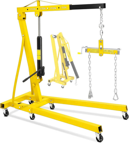 2-Ton Folding Engine Hoist with Leveler, 4400 Lbs Capacity