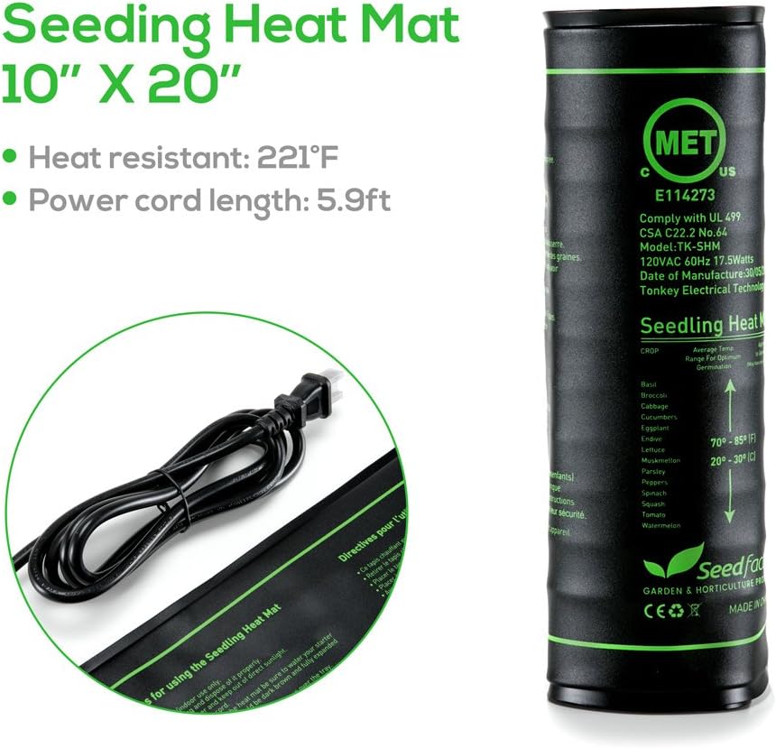 MET Certified 2 Pack Seedling Heat Mat, Seedfactor Waterproof Durable Germination Station Heat Mat, Warm Hydroponic