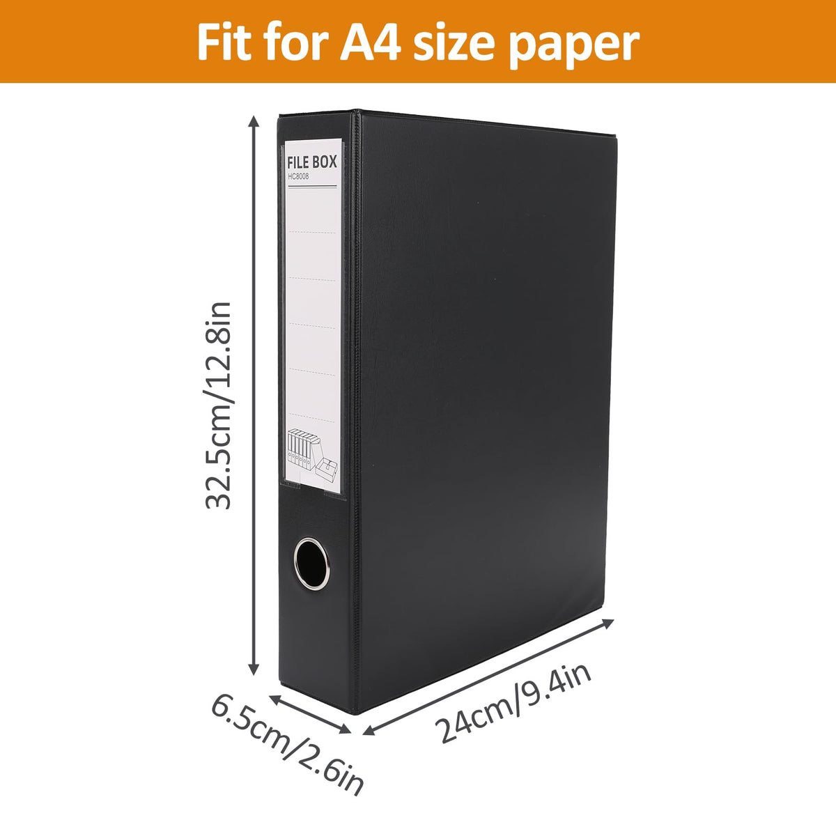 6 Pack A4 Storage File Boxes Plastic Archives Cases with Clip,Black