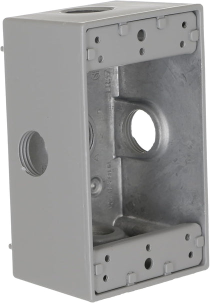 Hubbell-Bell 5323-0 Single Gang Weatherproof Outlet Box, Gray