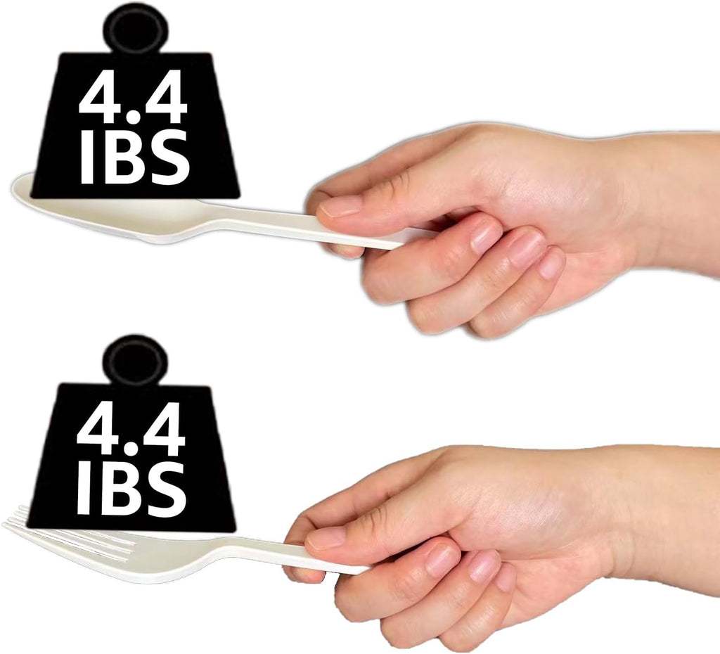 [7.1In 100Pcs] 100% Compostable Forks and Spoons Biodegradable Forks and Spoons HeavyDuty No Plastic Fork and Spoon