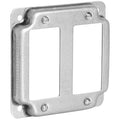 2-Gang Rocker Cover, 4" Square, 1/2" Raised Galvanized Steel