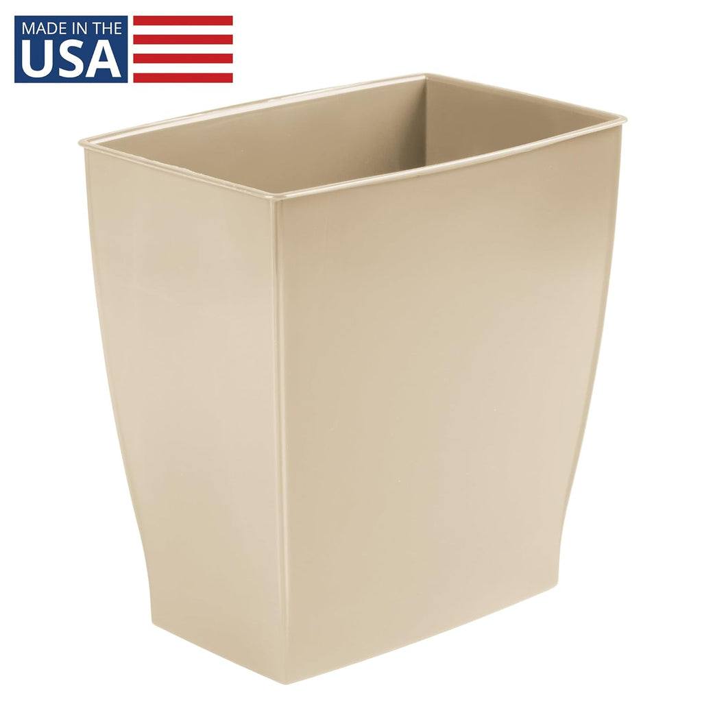 Small Plastic Bathroom Trash Can, Brown | Slim Rectangle