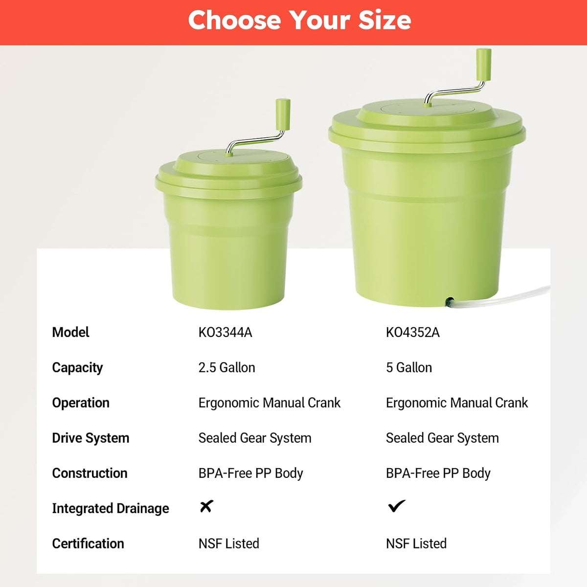 Commercial Salad Spinner, 2.5 Gallon (10QT) Heavy Duty Vegetable Dryer with Ergonomic Aluminum Handle, Sealed