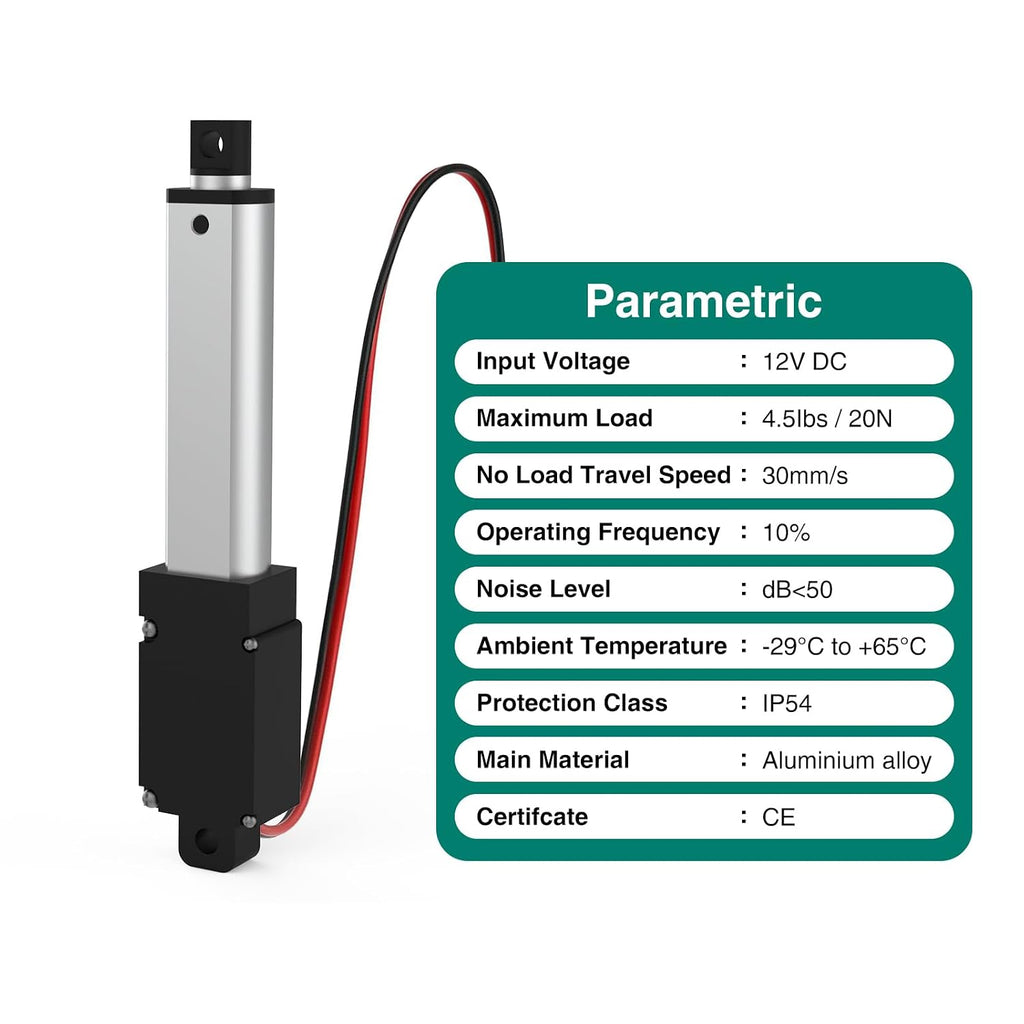Stroke 125mm 20N 5 Inch Mini Linear Actuator 12V Force 4.5lbs Electric Linear Motion Actuators High Speed 1.2"/sec for Robotics,Home Automation with Mounting Brackets