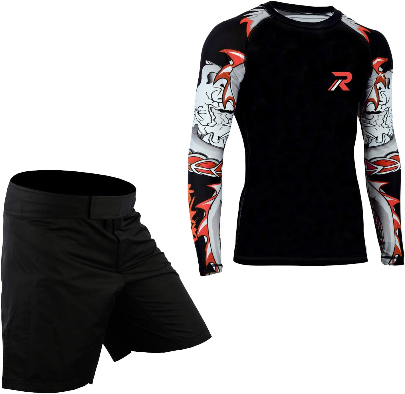 ROAR MMA Rashguard & BJJ Grappling Shorts Cage Fight Jiu Jitsu Spats No Gi Sets