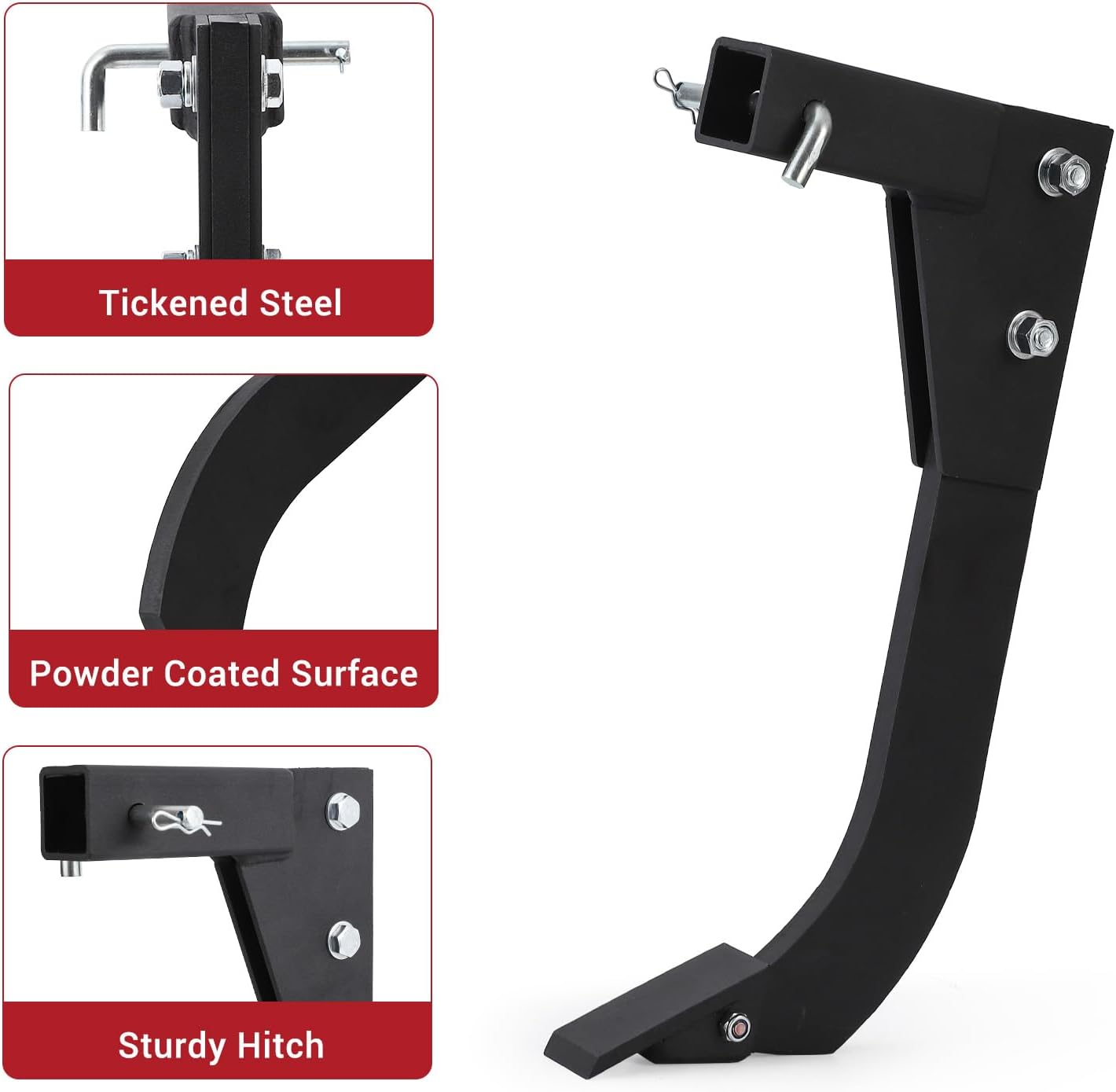 Hitch Mounted Ripper, 18 in Scarifier Shank, Heavy Duty Hitch Mounted Trencher with 2 Replaceable Teeth, Fits 2 in