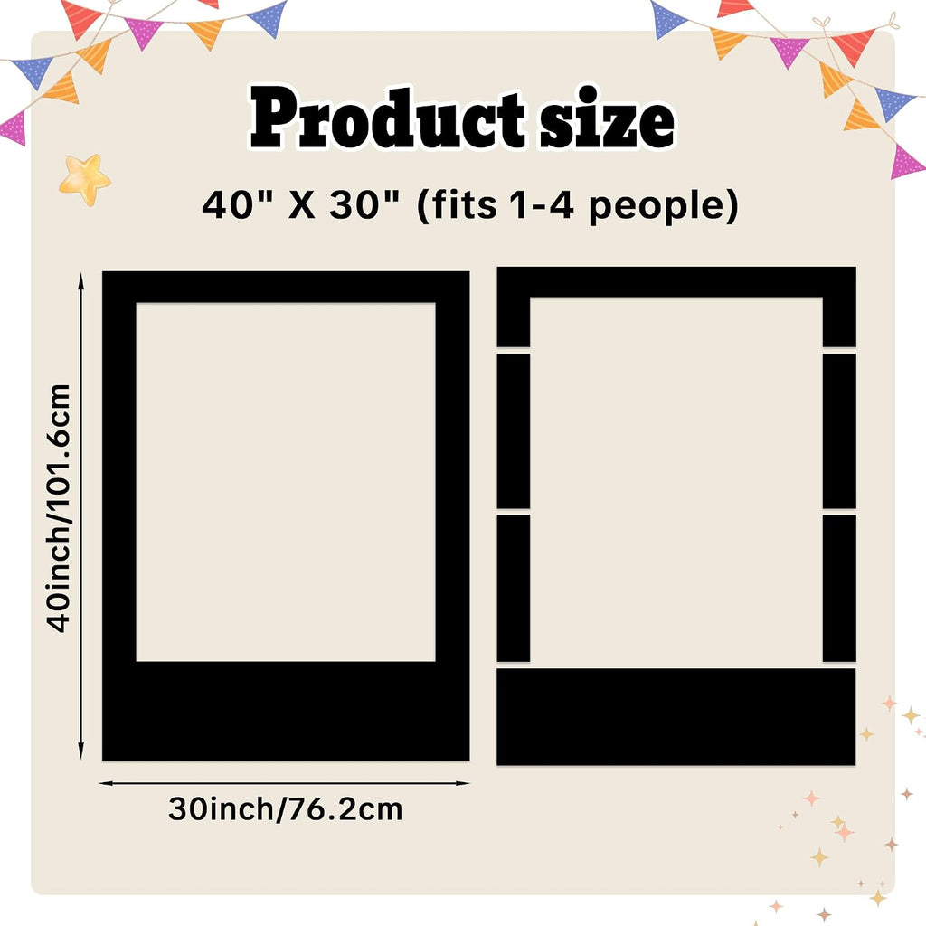 40 x 30 Inch Large Photo Booth Frame Selfie Frame,Black Blank DIY Cutout Props for Birthday,Halloween,Wedding Photo