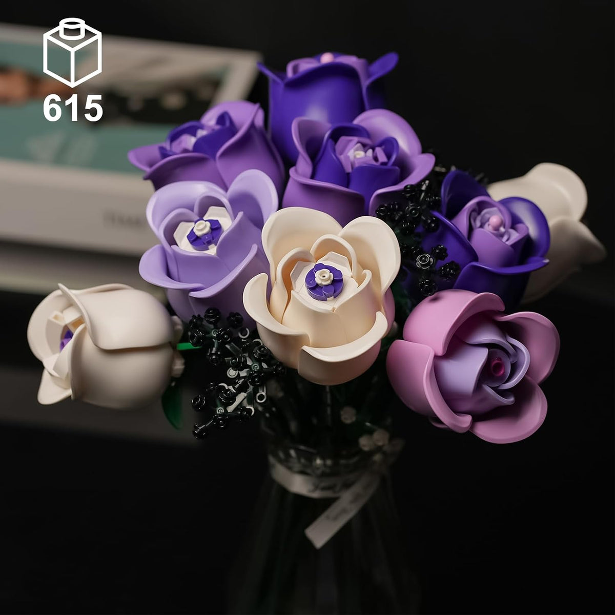 Pink & Purple Roses Flower Bouquet Building Set