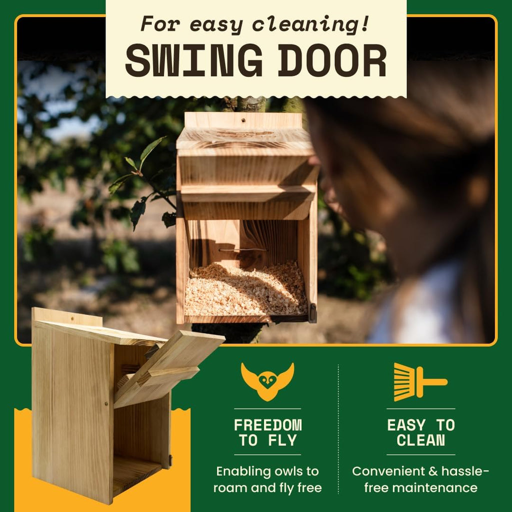 Barn Owl Nesting Box - Large, Cedar, Preassembled, Easy-Hang