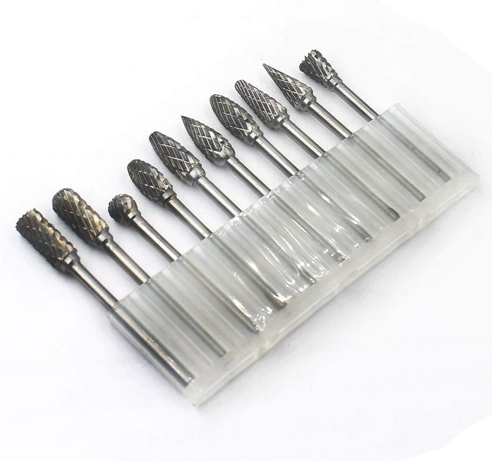 Carbide Burr Set - 10pcs Double Cut Solid Carbide Rotary Burrs