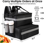 Insulated Food Delivery Backpack with Cup Holders, Expandable Bag