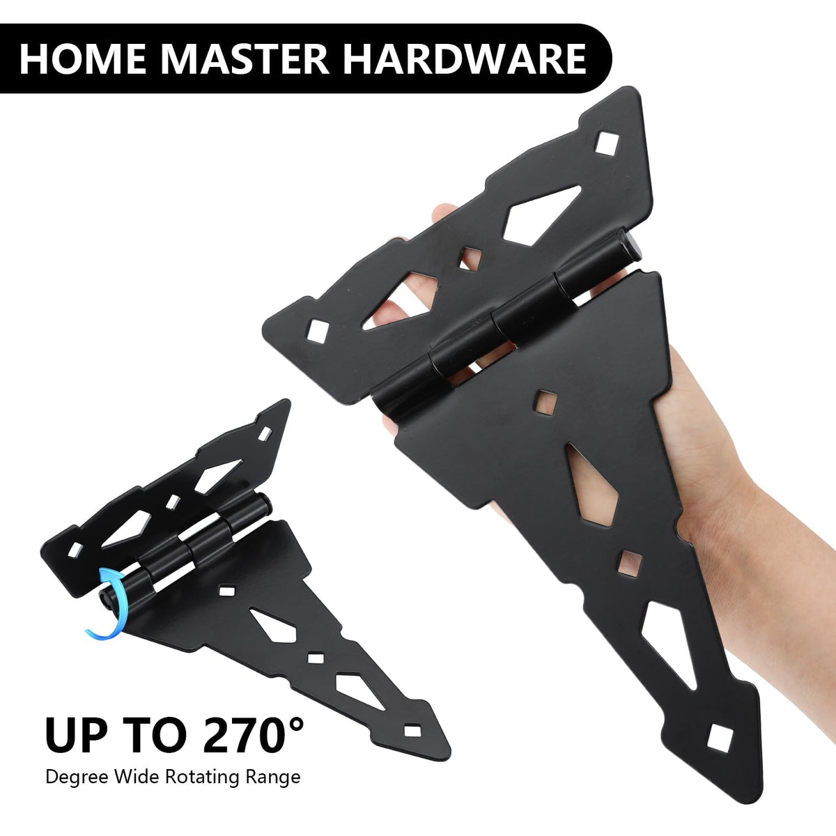 8" Heavy Duty Gate Hinges, 4 Pack T Strap Hinges
