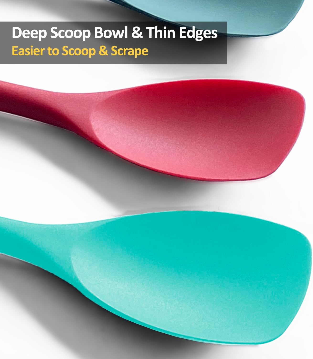 Upgrade Silicone Spatula Spoon Set,VOVOLY Heat Resistant Rubber Spoonula, Seamless Non-Stick Flexible Scrapers for