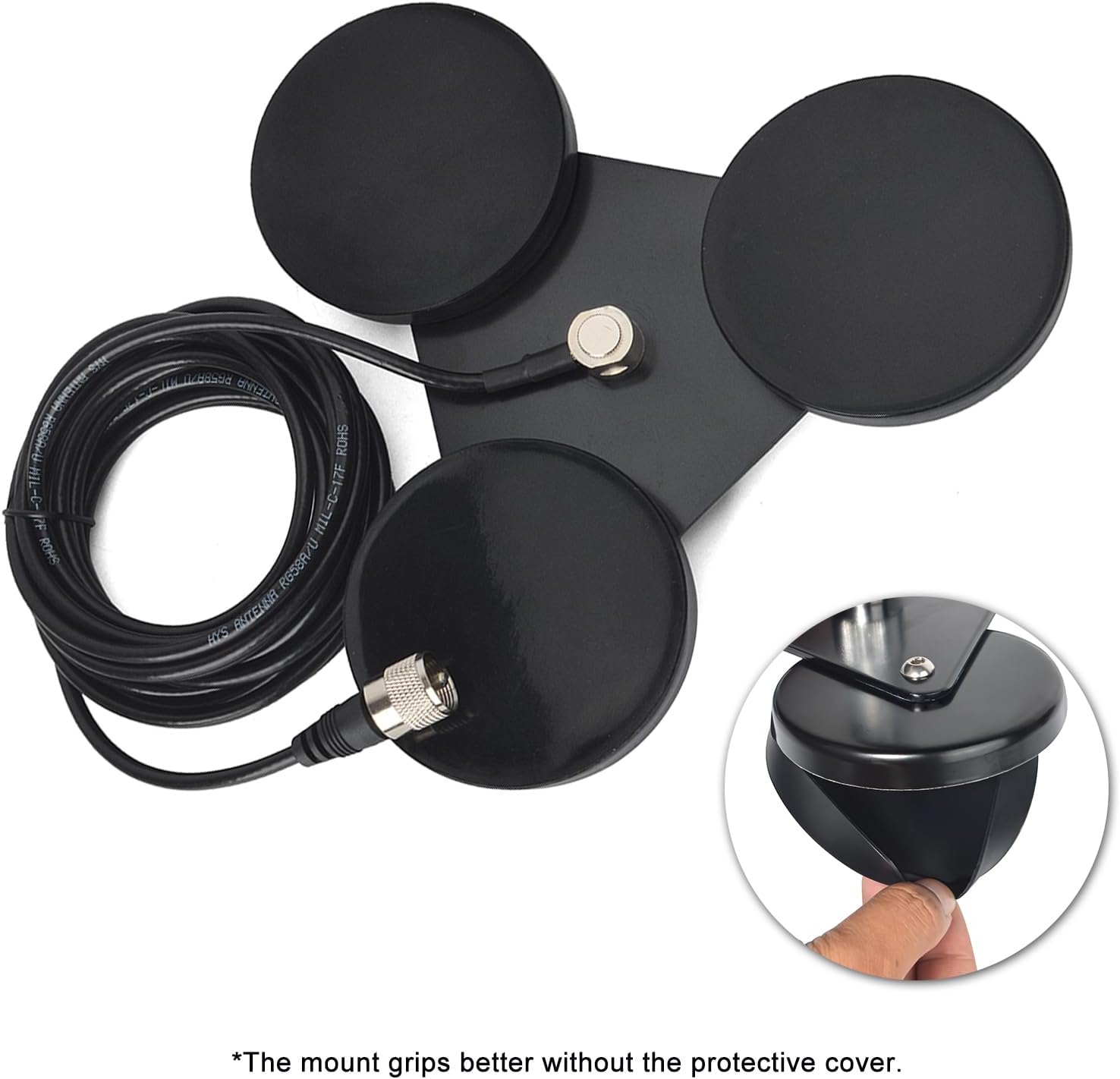 Heavy-Duty SO239 Magnetic Antenna Mount Base with Triple Magnets | W/5M(16.4 ft)RG-58 Cable PL-259 Plug
