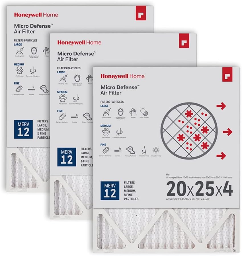 20x25x4 MERV 12, AC Furnace Air Filter, 3 PACK | (CF200A1016-3PKAM) (Actual Dimensions: 19.9 x 24.9 x 4.38 in.)