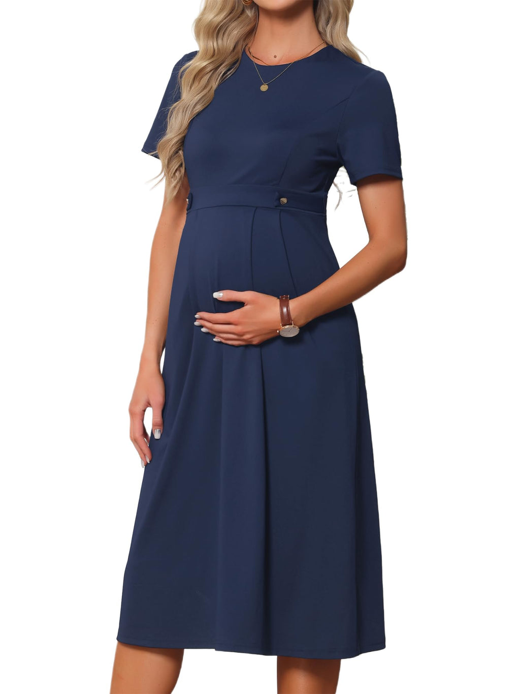 Maternity Work Dress Formal Business Office Blue
